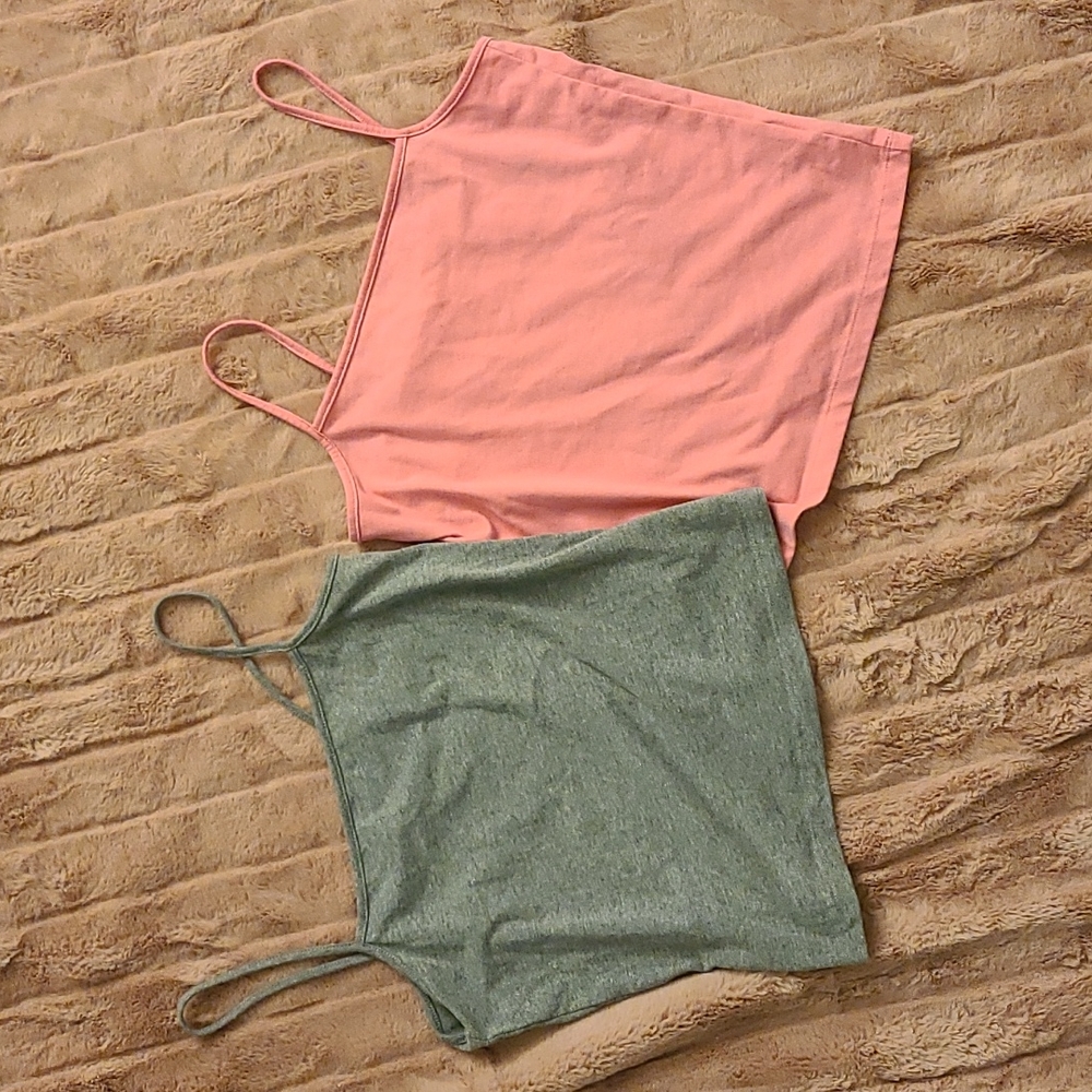 Set of 2 Wild Fable Crop Square Neck Tanks (L)